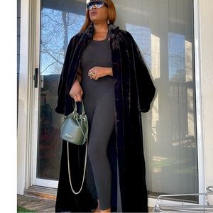 NERAZZURRI VINTAGE FAUX FUR PLUSH DUSTER MAXI COAT